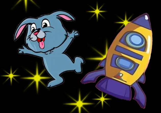 Cover image for game showing the Easter bunny character and a spaceship